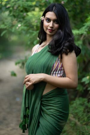 Misha Boutique Green Mul Cotton Soft Saree