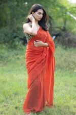 Misha Boutique Orange Mul Cotton Soft Saree