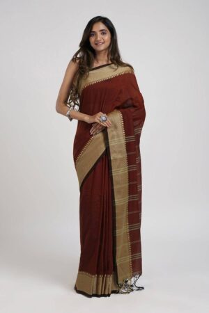 Misha Boutique Begumpuri Maroon Cotton Handloom Saree