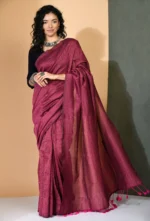 Misha Boutique Maroon Cotton Saree