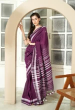 Misha Boutique Purple Khadi Cotton Saree