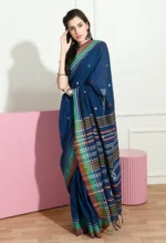 Misha Boutique Premium Blue Khadi Cotton Saree