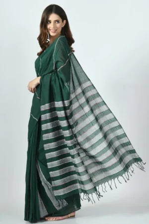 Misha Boutique Green Khesh Cotton Saree