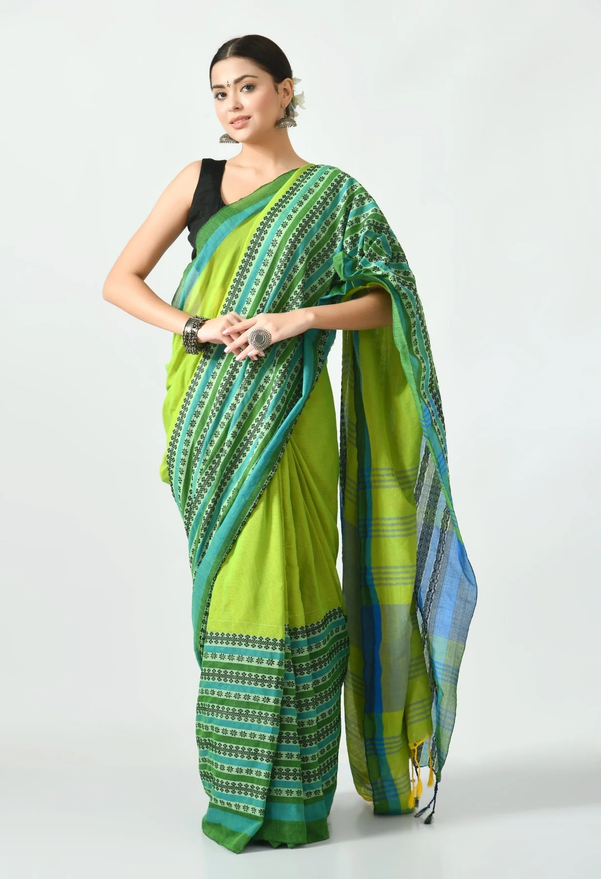 green multicolor border begumpuri khadi cotton saree 973889 1800x1800 1