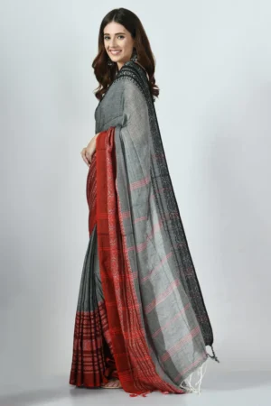Misha Boutique Grey Cotton Saree