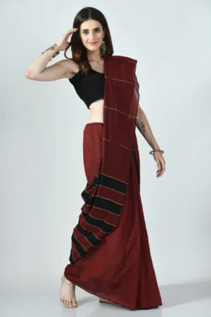 Misha Boutique Black Khesh Cotton Saree