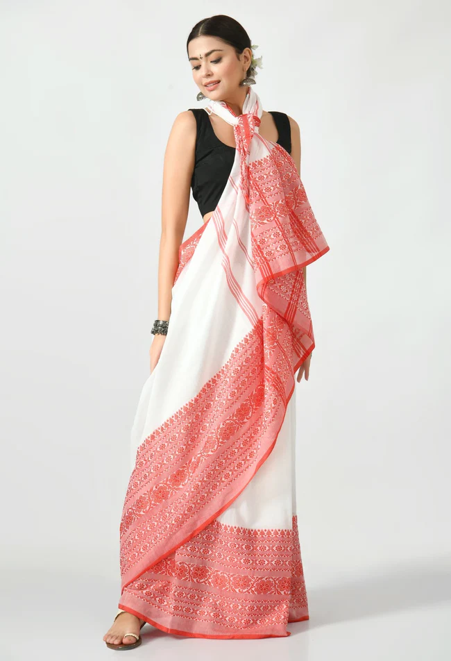 white with red border begumpuri khadi cotton saree 251351 650x 1