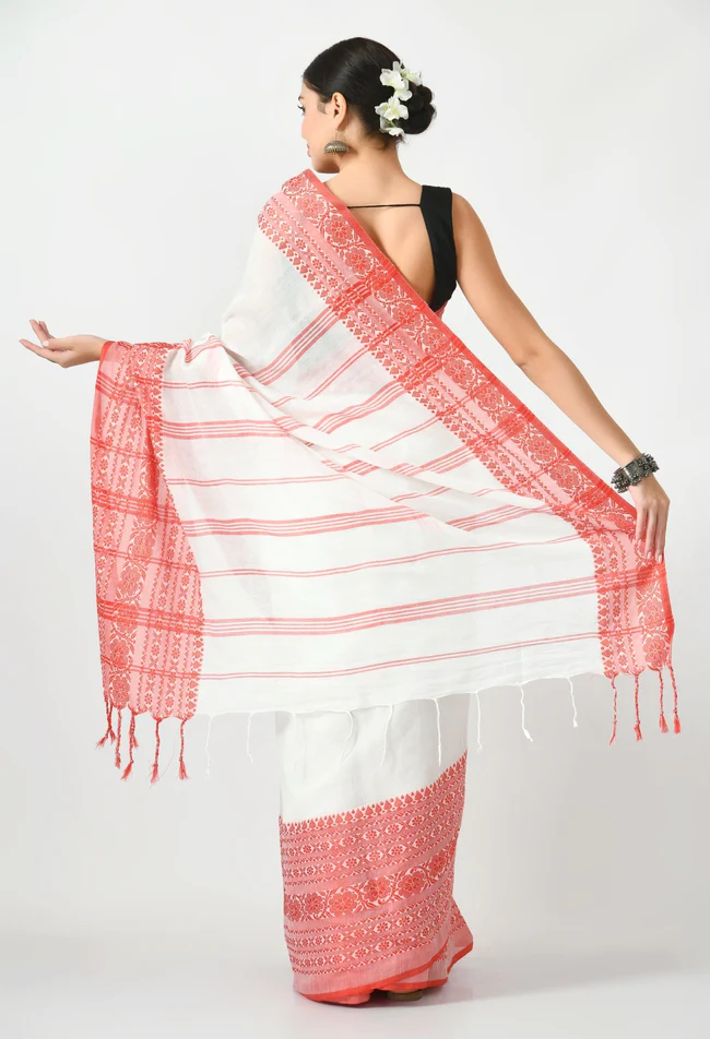 white with red border begumpuri khadi cotton saree 906571 650x 1