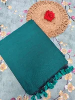 MISHABOUTIQUE Black Pure Cotton Handloom Saree With Unstitched Blouse (Copy)