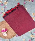 Premium Quality Maroon Cotton Handloom Saree With Unstitched Blouse