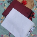 Premium Quality Maroon & White Mul Cotton Saree With Unstitched Blouse Pack of 2