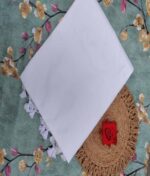 Premium Quality White Cotton Handloom Saree With Unstitched Blouse