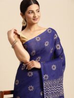 Blue Handloom Khadi Saree