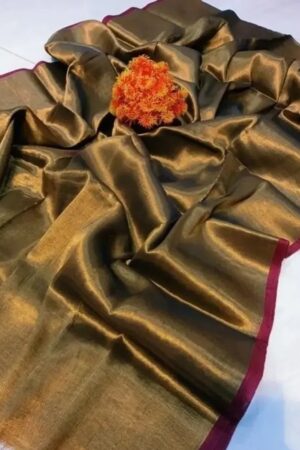 Brown Tissue Silk  Elegant Saree