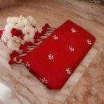 Premium Quality Red Colour Handloom Cotton Saree With Love Woven Design Copy