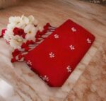 Premium Quality Red Colour Handloom Cotton Saree With Love Woven Design