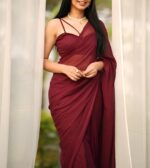 Premium Maroon Georgette Ready To Wear one Minute Saree