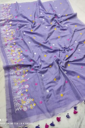 Premium Quality Light Color Handloom Handwoven Cotton Sarees With Floral Border