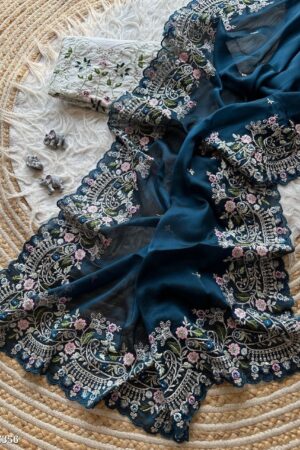 Premium Quality Pure Soft Black Rangoli Silk With Same Blouse Piece