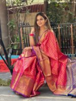 Premium Quality Banarasi  Weaving Silk Saree With Pure Zari and Contrast Wooven Pallu
