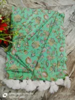 Premium Quality Exclusive Traditional Green Printed  Handloom Cotton Saree