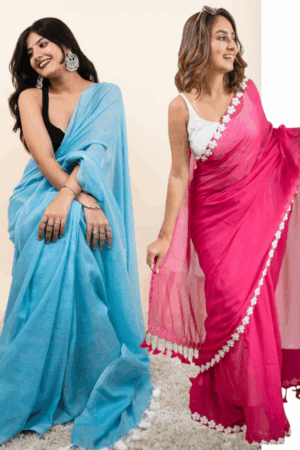 Premium Quality 120 Count Pure Mulmul Cotton Saree Combo Offer